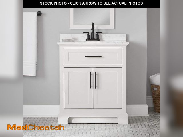 Lot 74-14392713 - Home Decorators Collection Doveton 30 in. Single Sink Freestanding White Bath Vanity with White Engi...