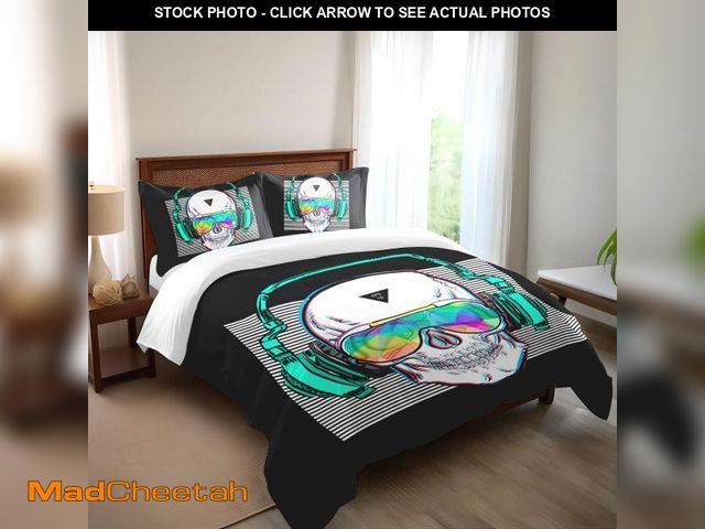 Lot 74-12220644 - SHOMPE Music Skull Comforter Sets Full Size Boys Girls Punk Rocker Skeleton Printed Soft Warm Beddin...