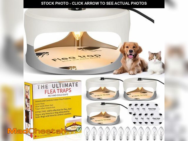 Lot 74-12438188 - Kittmip 4 Packs Flea Traps for Inside Your Home with 8 Sticky Disc 12 Bulbs 4 Electric Wires Flea Ki...