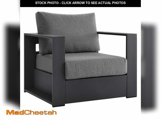 Lot 74-14222353 - MODWAY Tahoe Removable Cushions in Gray Powder-Coated Aluminum Outdoor Patio Lounge Chair with White...