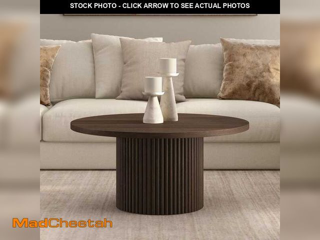 Lot 74-14344264 - Meyer&amp;Cross Rollan 32 in. Brown Oak Round MDF Top Coffee Table - UNUSED