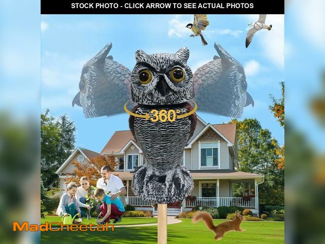 Lot 74-13954440 - SMD35 Fake Owl Decor - Rotating Head Garden Scarecrow for Outside Orchard Farm, Waterproof Outdoor G...
