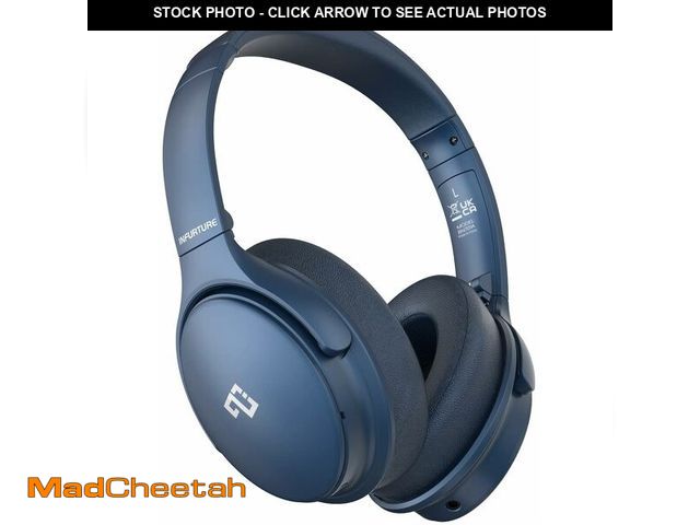 Lot 74-12713152 - INFURTURE Over Ear Headphones Active Noise Cancelling Headphones, Wireless Bluetooth Headset, Deep B...