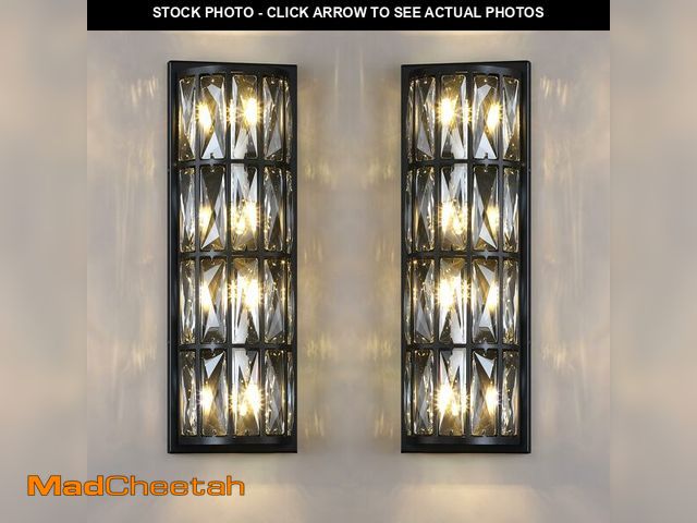 Lot 74-13066743 - Dolaimi House 2 Pack 4 Light Modern Concise 18" Polyhedral Crystal Shade Wall Sconce Light Fixtures,...