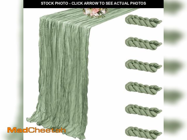 Lot 74-12697643 - 6 Pack Cheesecloth Table Runner - Sage Green 35x120 Inch (10ft), Boho Gauze Fabric Runner for Weddin...