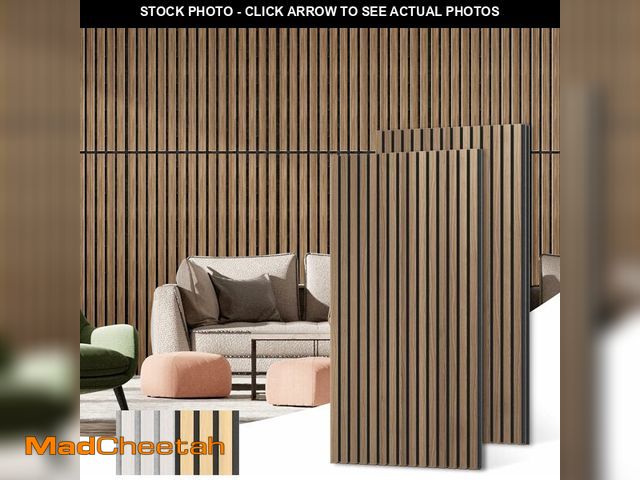 Lot 74-13213706 - Acoustic Wood Wall Panels, 2-Pack 45.3" x 23.6" Soundproof Wall Panels, Wood Slat Wall Panels for Wa...
