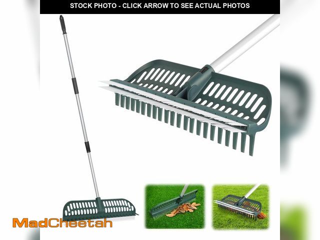 Lot 74-13718326 - ORIENTOOLS Artificial Turf Rake, Curved Grass Rake with 4-Section Adjustable Steel Handle from 30" t...
