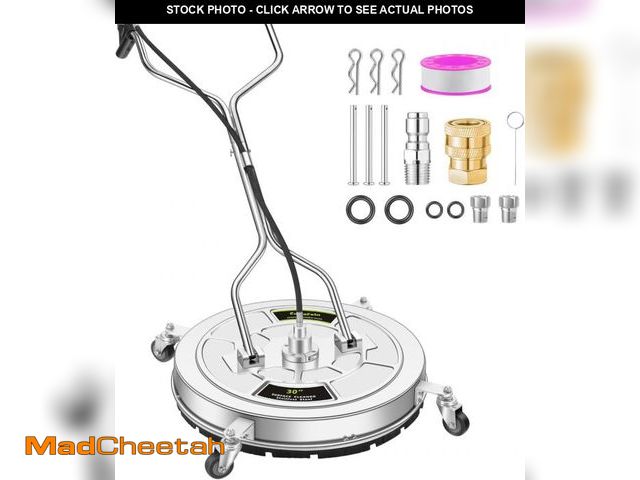 Lot 74-12352252 - 30" Pressure Washer Surface Cleaner Max with 4 Wheels, Stainless Steel Commercial Surface Cleaner fo...