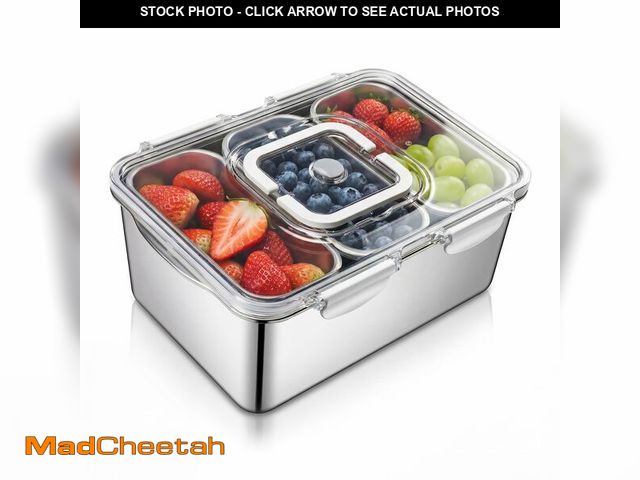 Lot 74-14298863 - Koocovel Extra Large 304 Stainless Steel Food Storage with 6 Divided Compartments &amp; Individual L...