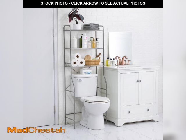 Lot 74-12536654 - (MISSING HARDWARE) Mainstays Home Bathroom Adjustable 3-Shelf over-the-Toilet Steel Storage Shelf Un...