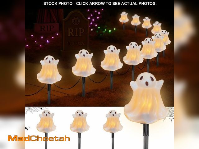 Lot 74-12974180 - Konictom Halloween Pathway Lights Outdoor Decorations, 4PCS 3D Light-Up Ghost Garden Stake Lights, W...