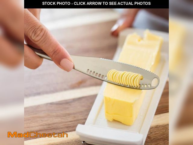 Lot 74-12049810 - Houseify READY BUTTER 3-in-1 Butter Knife - Stainless Steel Serrated Knife With Holes in Blade - Col...