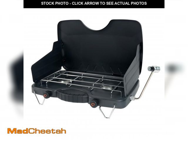 Lot 74-12536191 - Ozark Trail 2 Burner Propane Gas Camping Stove, GCT2208WB, Black, New - USED