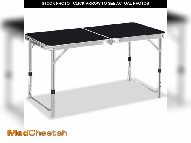Lot 74-12767544 - Folding Table 4 Foot Portable Heavy Duty Fold-in-Half Utility Table Small Indoor Outdoor Adjustable ...