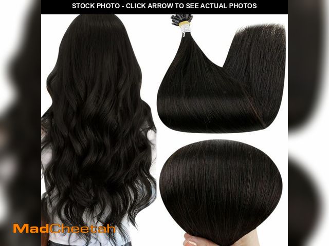 Lot 74-14334198 - Full Shine U Tip Hair Extensions Human Hair 14 Inch 40 Grams Natural Black Human Hair Keratin Tip Ha...