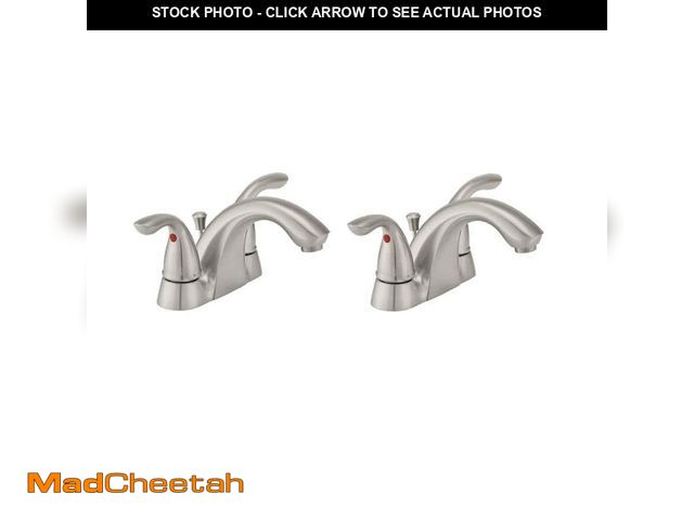 Lot 74-13797364 - Glacier Bay Builders 4 in. Centerset Double Handle Low-Arc Bathroom Faucet in Brushed Nickel (2-Pack...