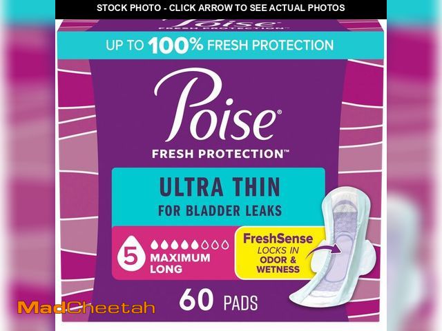 Lot 74-12976628 - Poise Ultra Thin Incontinence &amp; Postpartum Pads with Wings for Bladder Leaks, 5 Drop Maximum Abs...