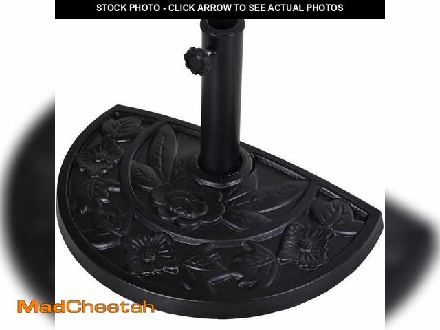Lot 74-14325554 - Outsunny 20 in. Half Round Patio Umbrella Base Outdoor Decorative Resin Parasol Stand Holder for 1.5...