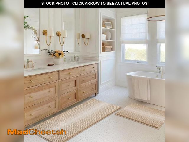 Lot 74-12433986 - BSICPRO Bathroom Rugs and Mats Sets, 2 Piece Thick Absorbent Chenille Bath Mat Rug Set Non Slip, Sof...