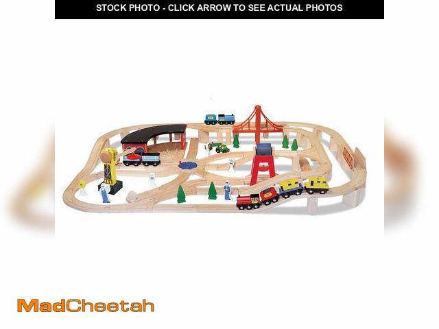 Lot 74-13786583 - Melissa &amp; Doug Wooden Railway Set, 130 Pieces - UNUSED