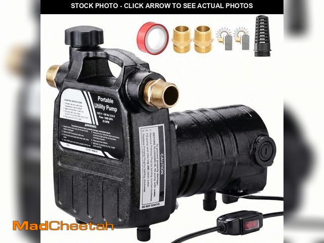 Lot 74-14214422 - TOPWAY Cast Iron Water Transfer Pump, 115V 1/2HP 1500 GPH Portable High Pressure Electric Utility Wa...