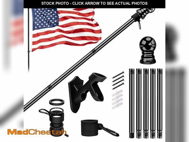 Lot 74-14274751 - ZNNOPAX 3x5ft American Flag with US Flag Pole Kit, 5 Ft Sturdy Rust-Resistant Stainless Steel Alumin...