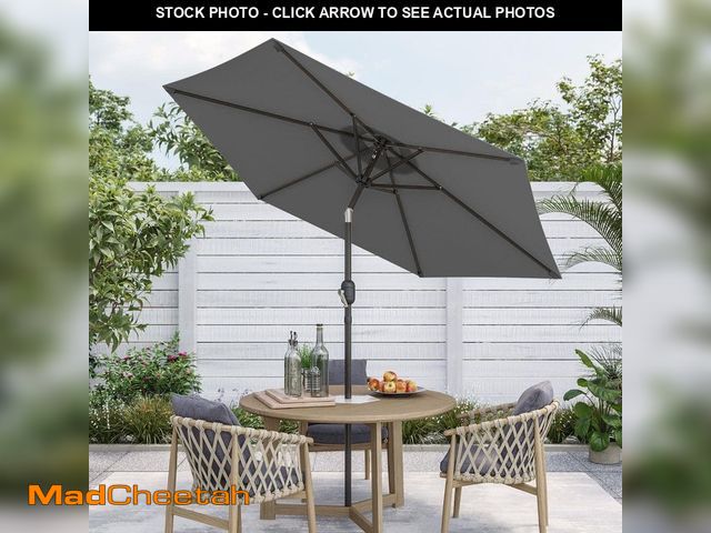 Lot 74-14243095 - Sonkuki 7.5 ft. Patio Market Crank and Tilt Umbrellas, Table Umbrellas, UV-Resistant Canopy in Anthr...