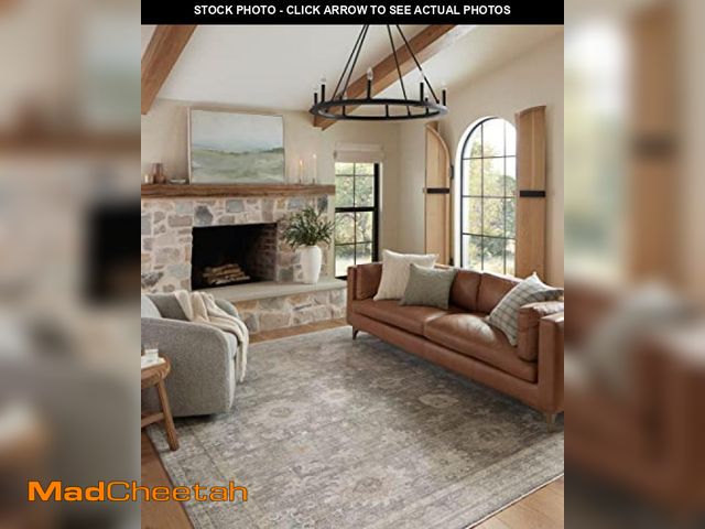 Lot 74-12104915 - Brown/White Area Rug - Magnolia Home by Joanna Gaines X Loloi Millie Stone/Natural Area Rug Polyeste...