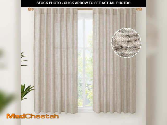 Lot 74-13550680 - YoungsTex Short Linen Curtains 54 Inches Long for Living Room, Light Filtering Rod Pocket Burlap Tex...