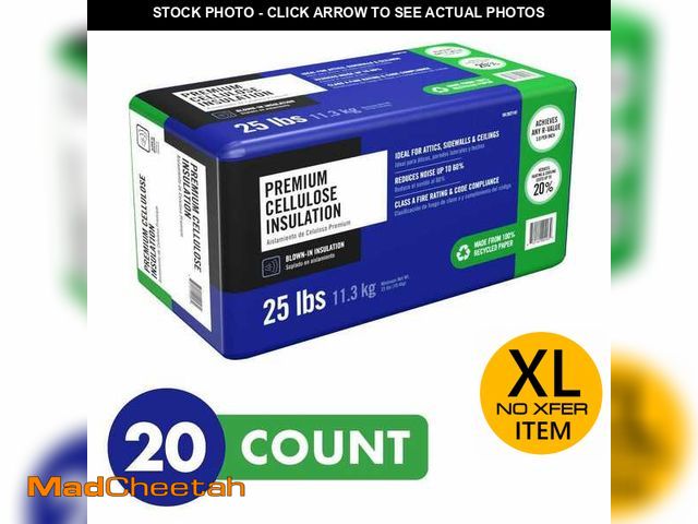 Lot 74-13795774 - Unbranded Premium Cellulose Blown-In Insulation 25 lbs. Pallet  - 20-Pack) 500 pounds - UNUSED