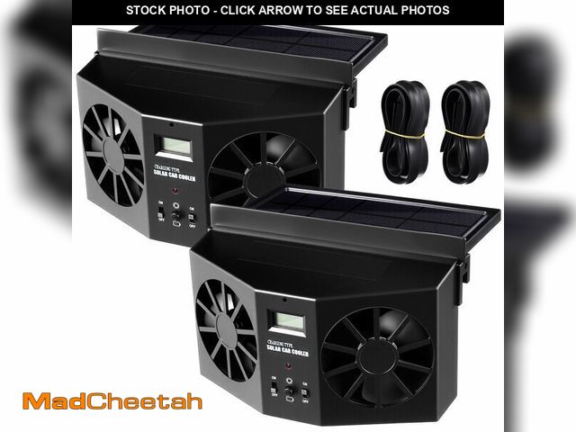 Lot 74-14053849 - Tujoe 2 Pack Solar Powered Car Exhaust Fan 3 Fans Car Window 4500 RPM Air Vent Radiator Solar Energy...