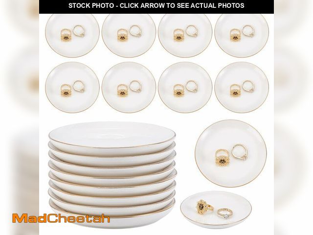 Lot 74-14144298 - AHANDMAKER 10Pcs Ceramic Jewelry Tray 4 in Decorative Trinket Tray Holder Jewelry Dish Cute Ring Org...