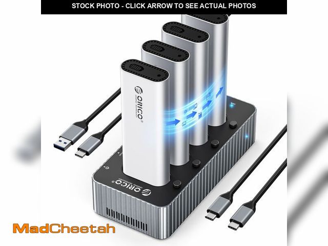Lot 74-12503992 - ORICO 4 Bay M.2 NVMe to USB C Hard Drive Docking Station 40Gbps M.2 SSD Adapter with Offline Clone U...