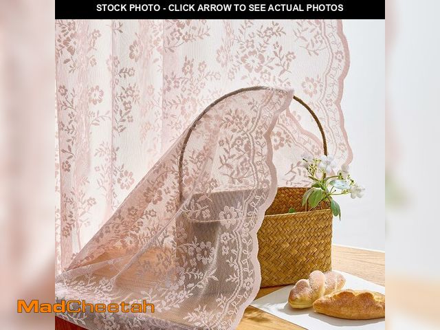 Lot 74-14154931 - Woaboy Vintage Lace Curtains 84 Inches Long with Floral and Branch Pattern, Elegant Romantic Sheer L...