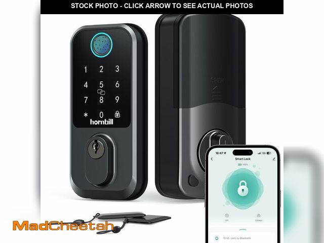 Lot 74-12604397 - Keyless Entry Wi-Fi Smart Lock: Hornbill Fingerprint Lock for Exterior Doors, Biometric Smart Deadbo...