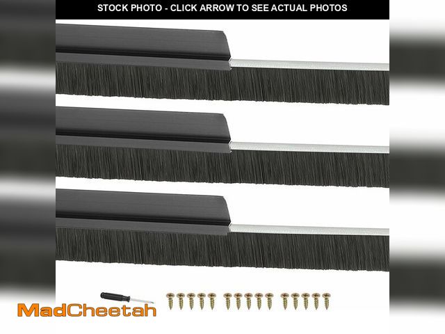 Lot 74-13844762 - PATIKIL Door Brush Sweeps 0.79" Bristles x 39.37" Long, 3 Sets H-Shape Aluminum Alloy Holder Brush S...