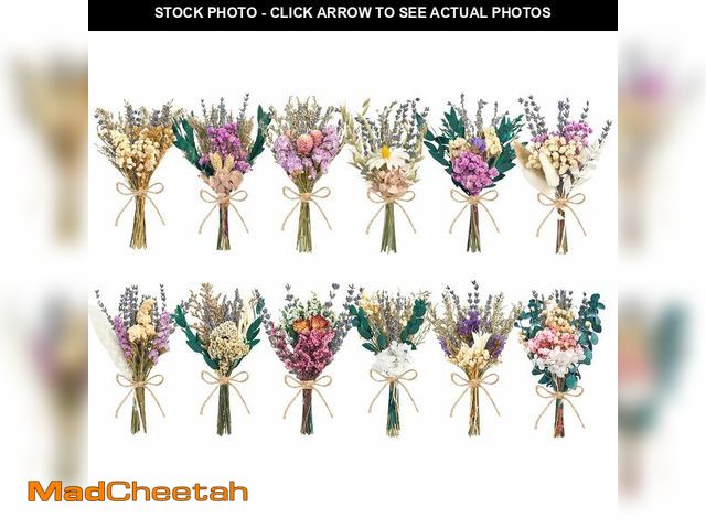 Lot 74-13947466 - ARQRHTLY 12/24PCS Handmade Dried Flower Bouquet with Stems Natural Dried Wildflowers 7.5 Inch Mini D...