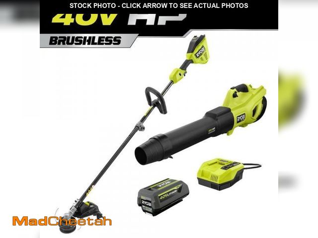 Lot 74-12374184 - 40V HP Brushless 650 CFM 160 MPH Cordless Leaf Blower and Carbon Fiber String Trimmer with 4Ah Batte...