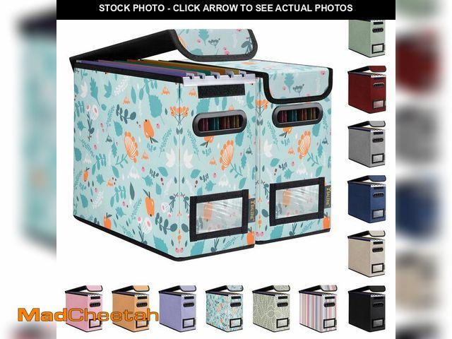 Lot 74-12450937 - BALEINE File Organizer Box with Lid, Collapsible File Folder Organizer with Plastic Slide, Hanging F...