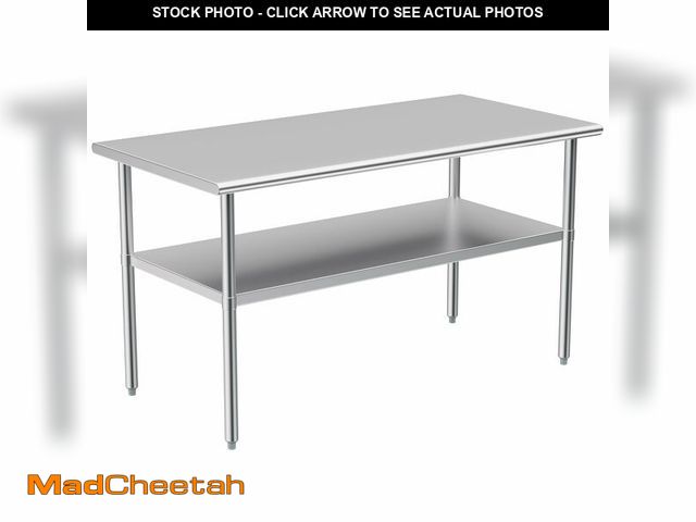 Lot 74-12572003 - Atronor Stainless Steel Table for Prep &amp; Work, NSF Metal Commercial Heavy Duty Table with Adjust...