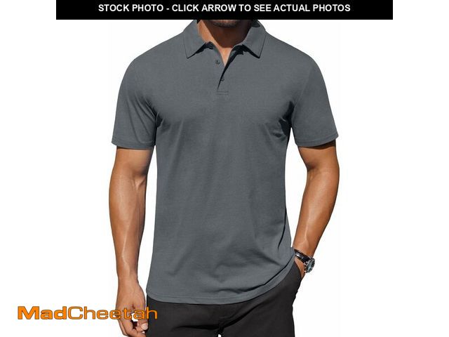 Lot 74-13039867 - COOFANDY Men's Polo T Shirts Short Sleeve 3 Button Performance Golf Shirts Fashion Basic Tees Dark G...