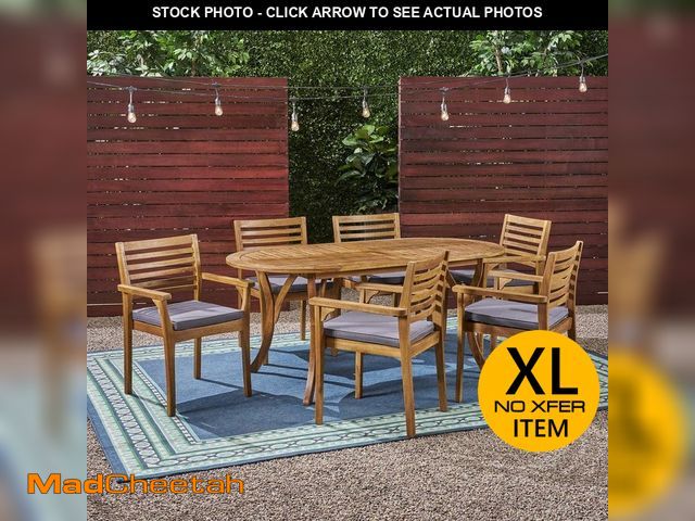 Lot 74-11757209 - TABLE ONLY -Noble House Casa 30 in. Teak Brown  Wood Oval Patio Outdoor Dining Table - UNUSED