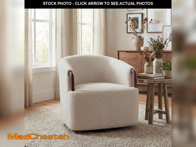 Lot 74-14597009 - CHRISTOPHER KNIGHT HOME Wolf Beige 29.21 in. Polyester Upholstered Swivel Accent Arm Chair 184891 - ...