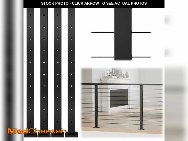 Lot 74-13418269 - Muzata 4Pack Black Cable Railing Post 36 Inch 36"x2"x2" Level Drilled Surface Mount T304 Stainless S...