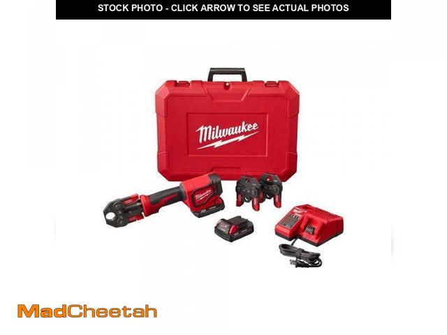 Lot 74-12251526 - Milwaukee M18 18V Lithium-Ion Cordless Short Throw Press Tool Kit with 3 PEX Crimp Jaws (2) 2.0 Ah B...