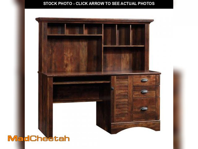 Lot 74-12420169 - Harbor View Computer Desk with Hutch Cherry - Sauder - UNUSED