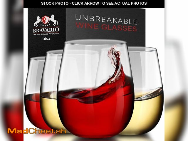 Lot 74-12433919 - Bravario Unbreakable Stemless Plastic Wine Glasses | Reusable | Shatterproof 100% Tritan Plastic | D...