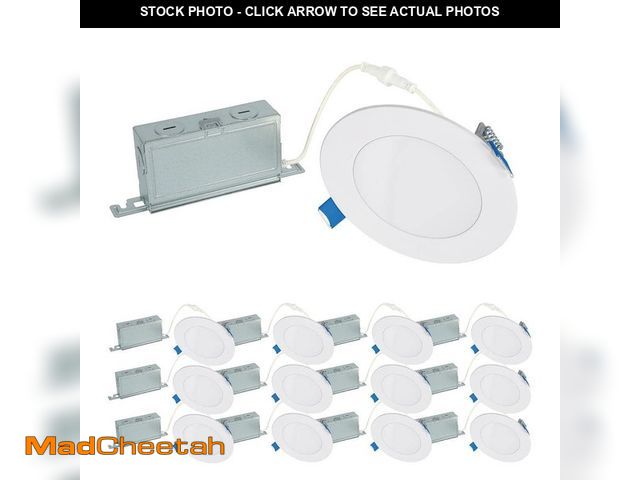 Lot 74-14356645 - HALO HLBSL 4 in. Adjustable Canless Integrated LED Recessed Light, 600 Lumens, 5CCT, White (12-Pack)...