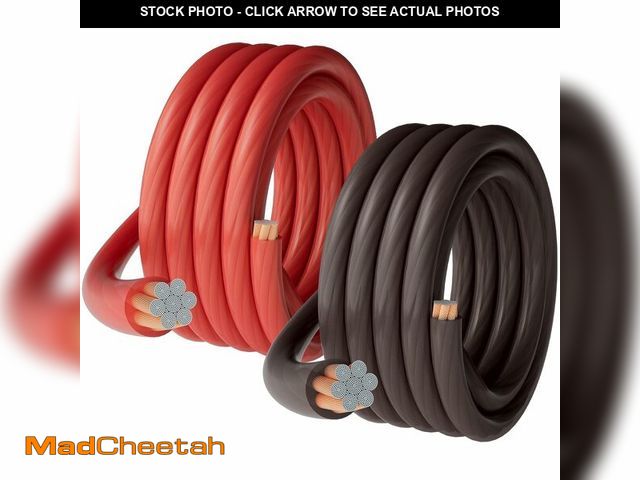 Lot 74-14055937 - 4 Gauge 4 AWG 20 Ft Black+20 Ft Red Power/Ground Wire Cable, True Spec Transparent Flexible Soft Tou...
