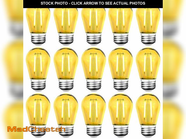 Lot 74-14267832 - GUILEDUO 15 Pack S14 LED Yellow Light Bulbs, Shatterproof 2 Watt, Waterproof Decorative E26 Base Yel...